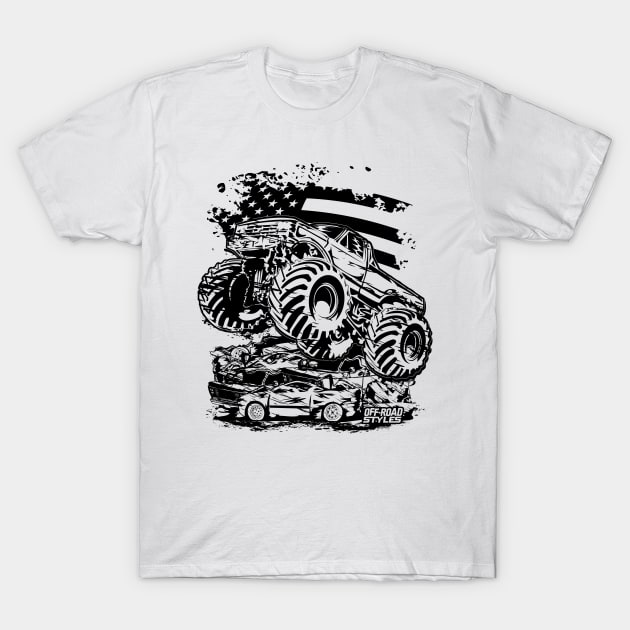 USA FLAG MONSTER TRUCK T-Shirt by OffRoadStyles